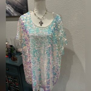 Torrid Silver Sequin Mini Dress with Dolman Sleeves